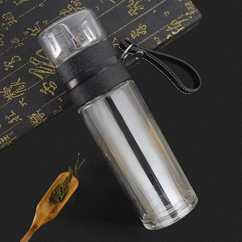 Tea Bobottleug Cup Glass Water Bottle Tea with Infuser Doublbottleshigh Borosilicate CLASSIC Customized An250ml 500ml 1000ml