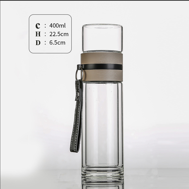 Tea Bobottleug Cup Glass Water Bottle Tea with Infuser Doublbottleshigh Borosilicate CLASSIC Customized An250ml 500ml 1000ml