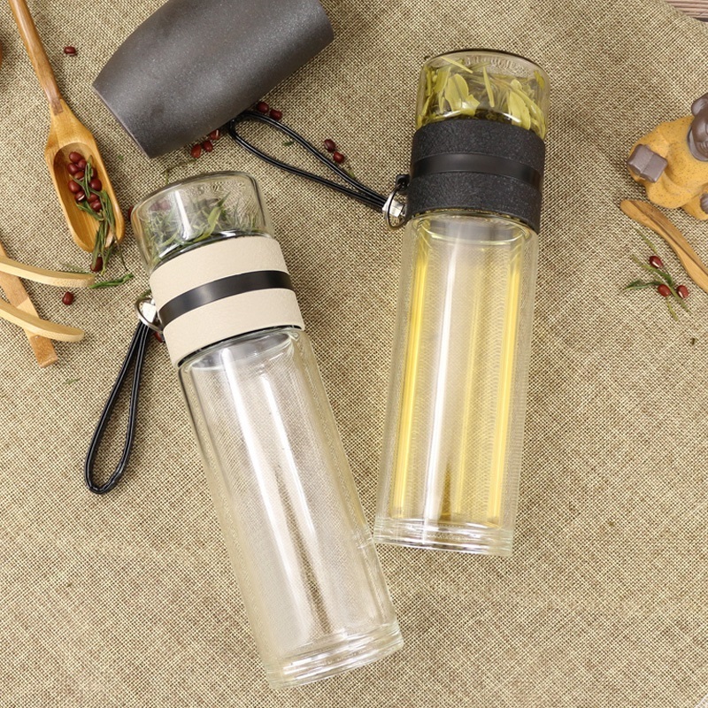 reusable travel water bottles Glass Tumbler Cup High-borosilicate glass Leak Proof hot drinks bottle for Tea Maker