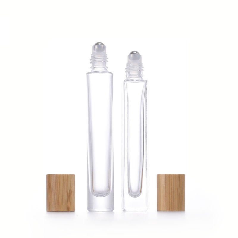 High Quality 10ml clear slim round cylinder heavy wall thick bottom perfume bottles essential oil glass roll on roller bottle