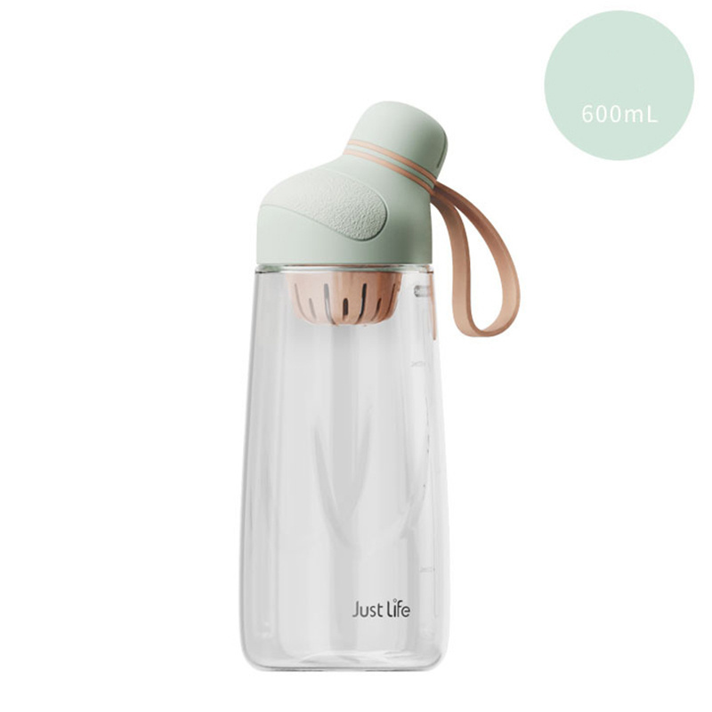 600 ml Sport Fruit Lemon Juice Drinking Bottle Clear Plastic Water Bottle with Tea filter