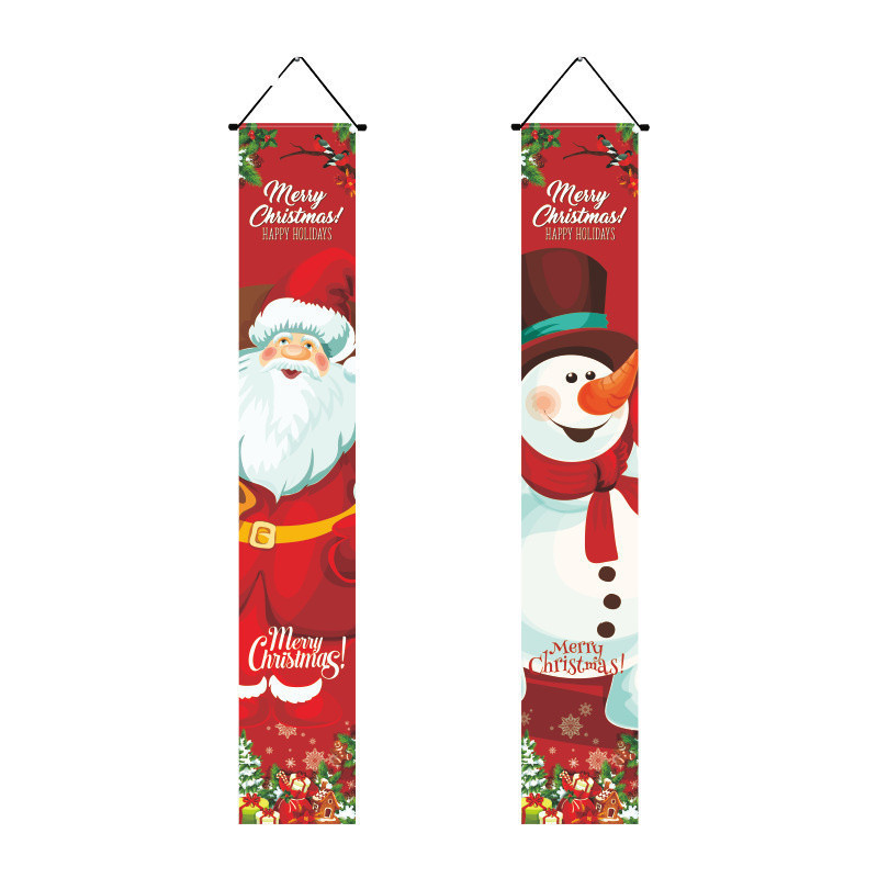 Christmas Outdoor Hanging Banner Porch Couplet Banners For Christmas Decoration Home Wall Door Holiday Party