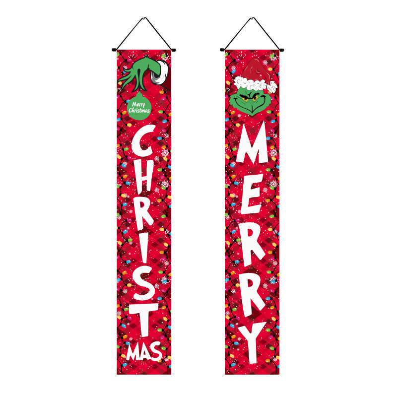 Christmas Outdoor Hanging Banner Porch Couplet Banners For Christmas Decoration Home Wall Door Holiday Party