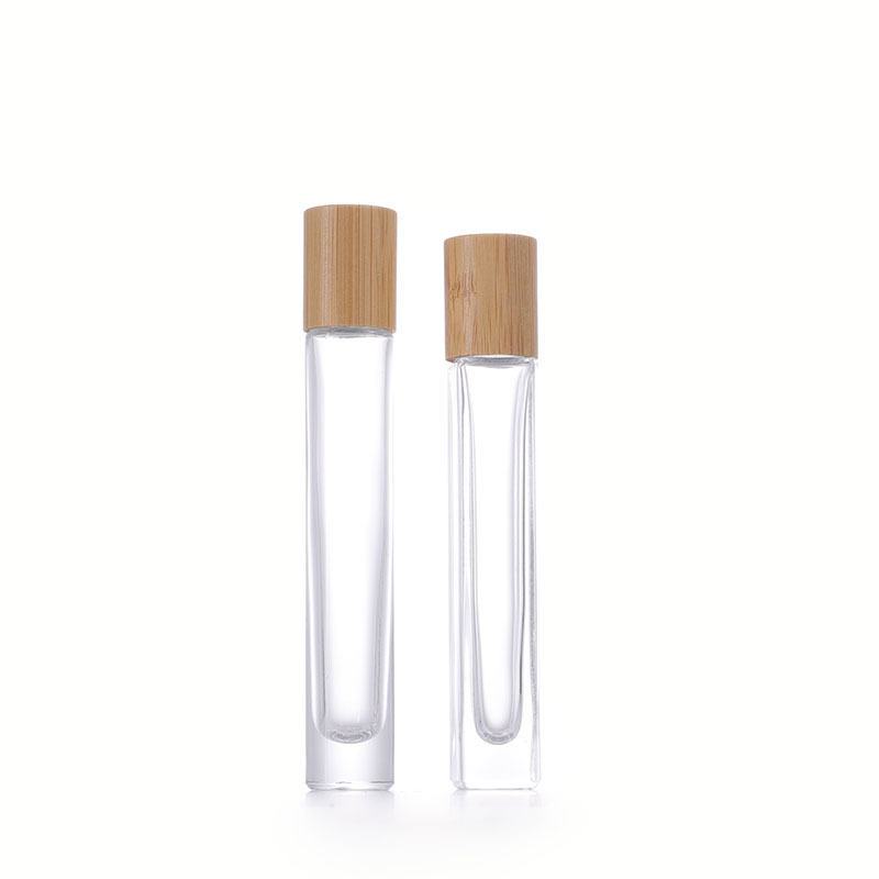 High Quality 10ml clear slim round cylinder heavy wall thick bottom perfume bottles essential oil glass roll on roller bottle