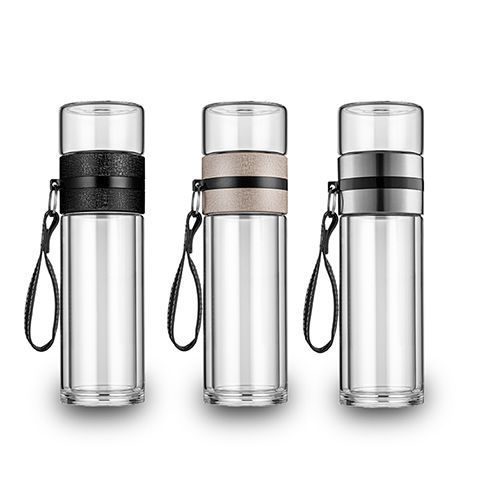 Tea Bobottleug Cup Glass Water Bottle Tea with Infuser Doublbottleshigh Borosilicate CLASSIC Customized An250ml 500ml 1000ml