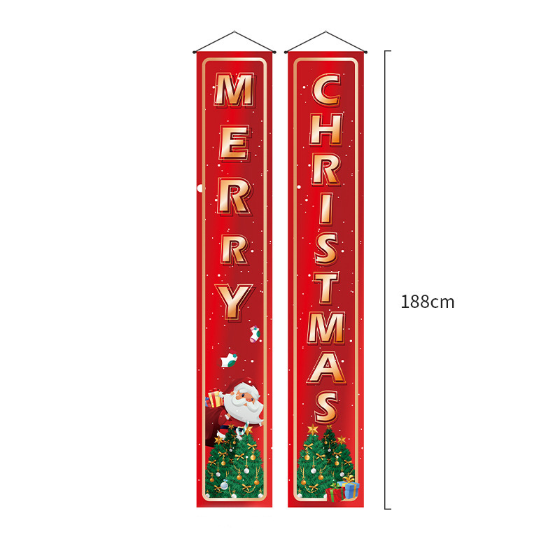 Christmas Outdoor Hanging Banner Porch Couplet Banners For Christmas Decoration Home Wall Door Holiday Party