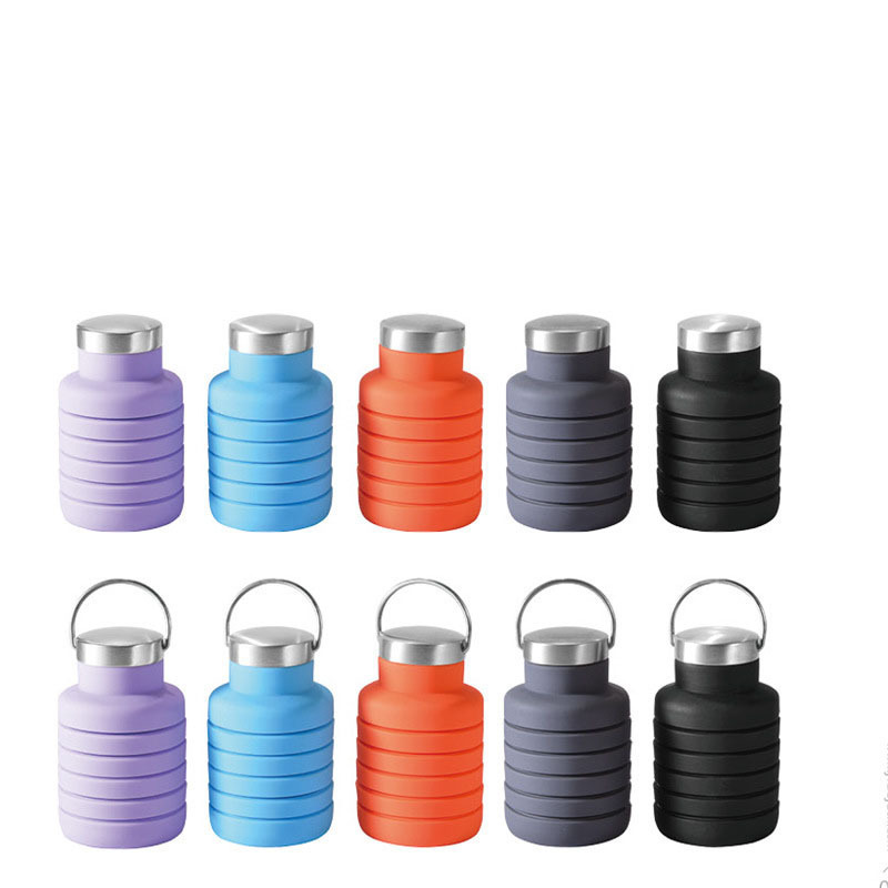 biggest seller drink tea bottled folding Camping silicone ring water bottle holder with beads for kids