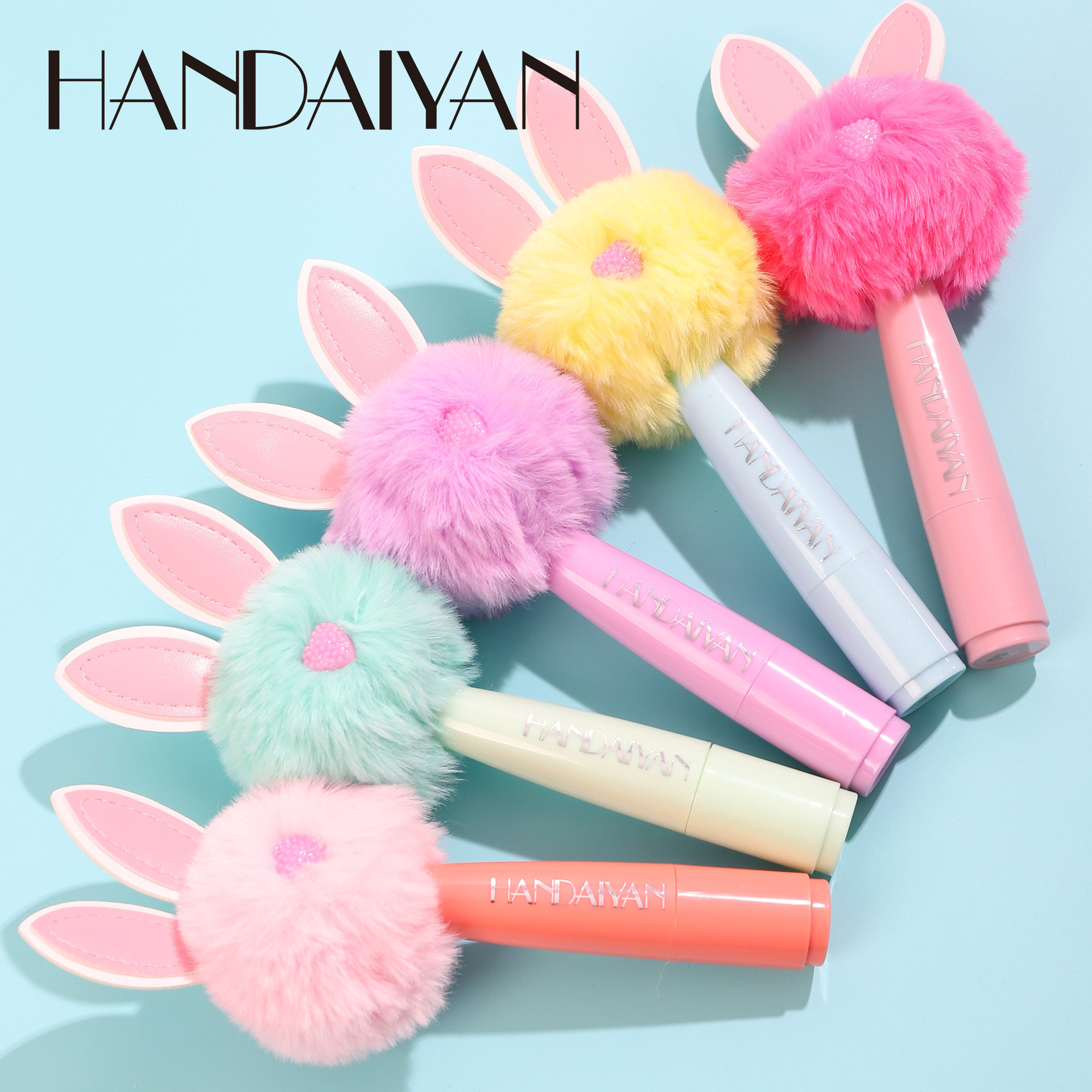 HANDAIYAN Rabbit Plush Decoration Lipstick Matte Waterproof Velvet Moisturizing Long Lasting Matte Rose Non-Stick Lipstick