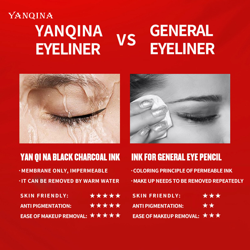 YANQINA Silver Tube Eyeliner Quick Dry Holding Makeup Cool Black Eyes Waterproof Liquid Eyeliner