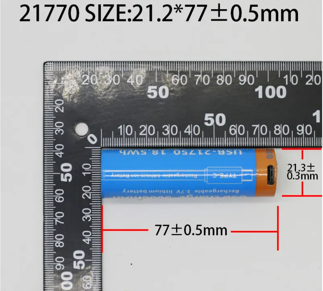 Mass production and sales 3.7V  INR21700-5000mAh  USB Type-C rechargeable  Lithium ion Cylindrical Battery