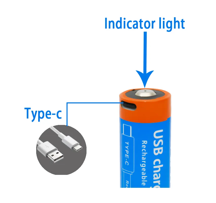 Mass production and sales 3.7V  INR21700-5000mAh  USB Type-C rechargeable  Lithium ion Cylindrical Battery