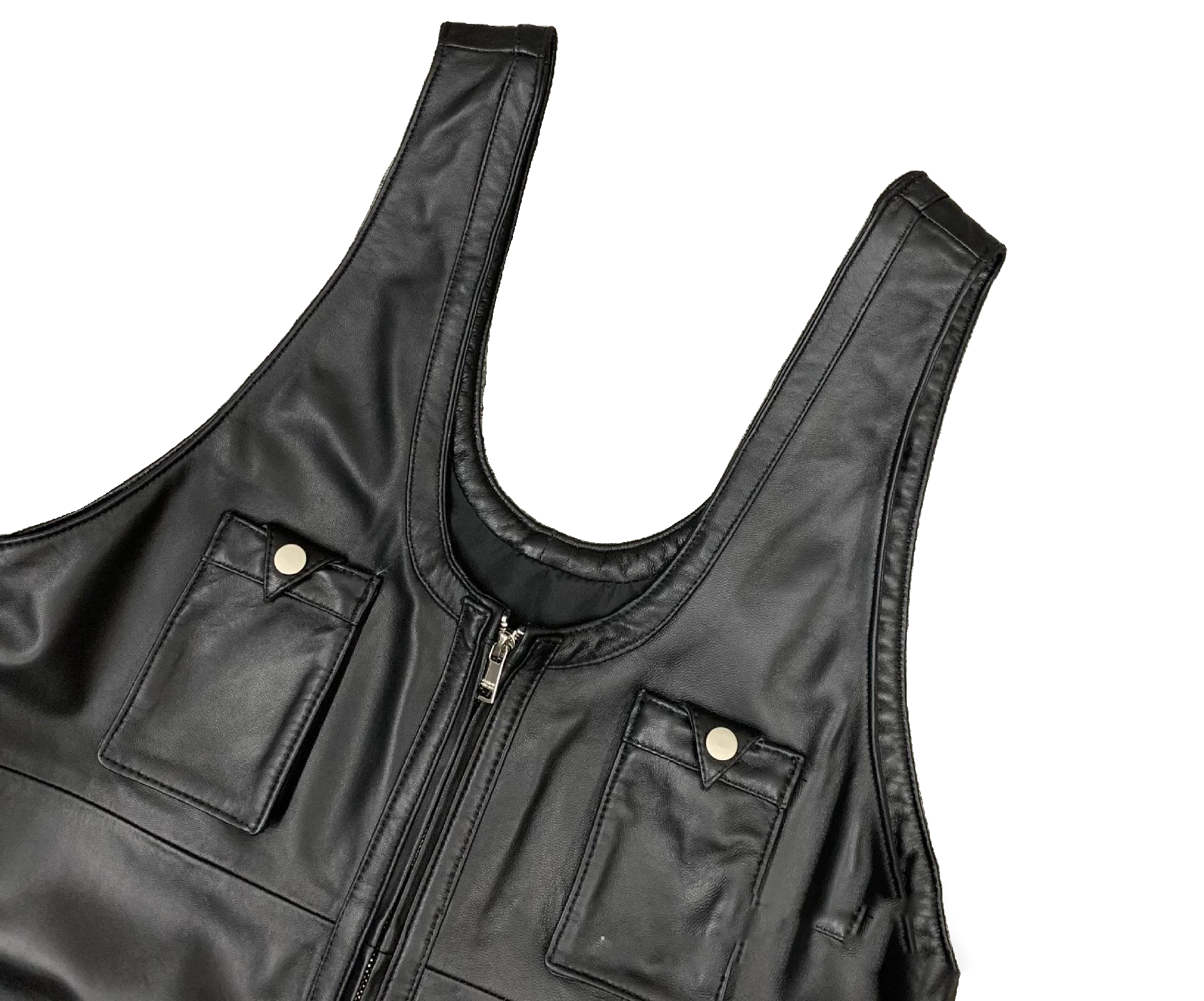 SMO leather jumpsuit women sleeveless leather jumpsuit women sexy black baggy pockets women sexy shorts