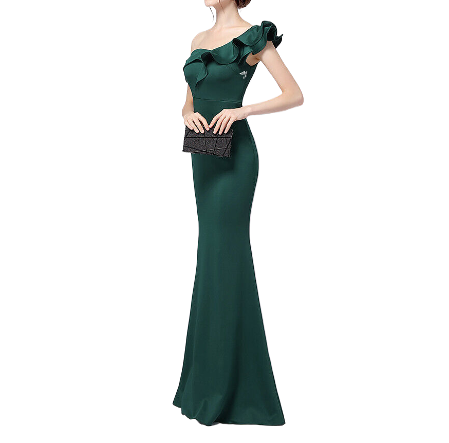 SMO fishtail dress casual dresses elegant vintage green long dress