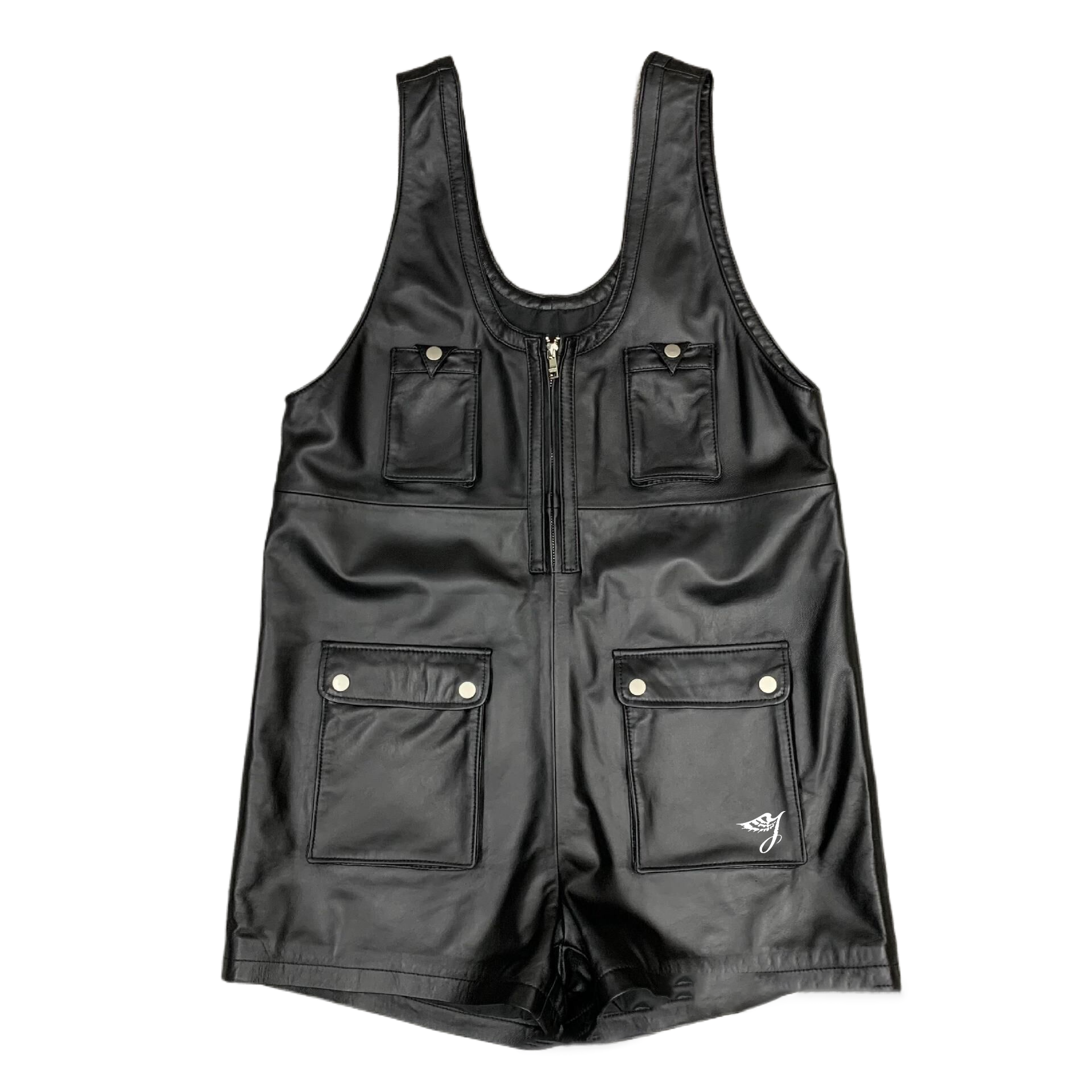 SMO leather jumpsuit women sleeveless leather jumpsuit women sexy black baggy pockets women sexy shorts