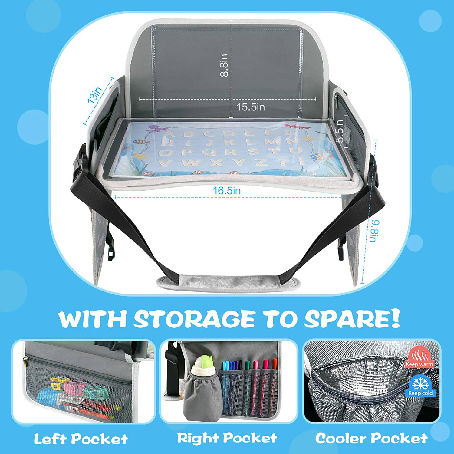 Foldable Kids Travel Tray Toddler Car Seat Travel Tray Car Seat Organizer Kids