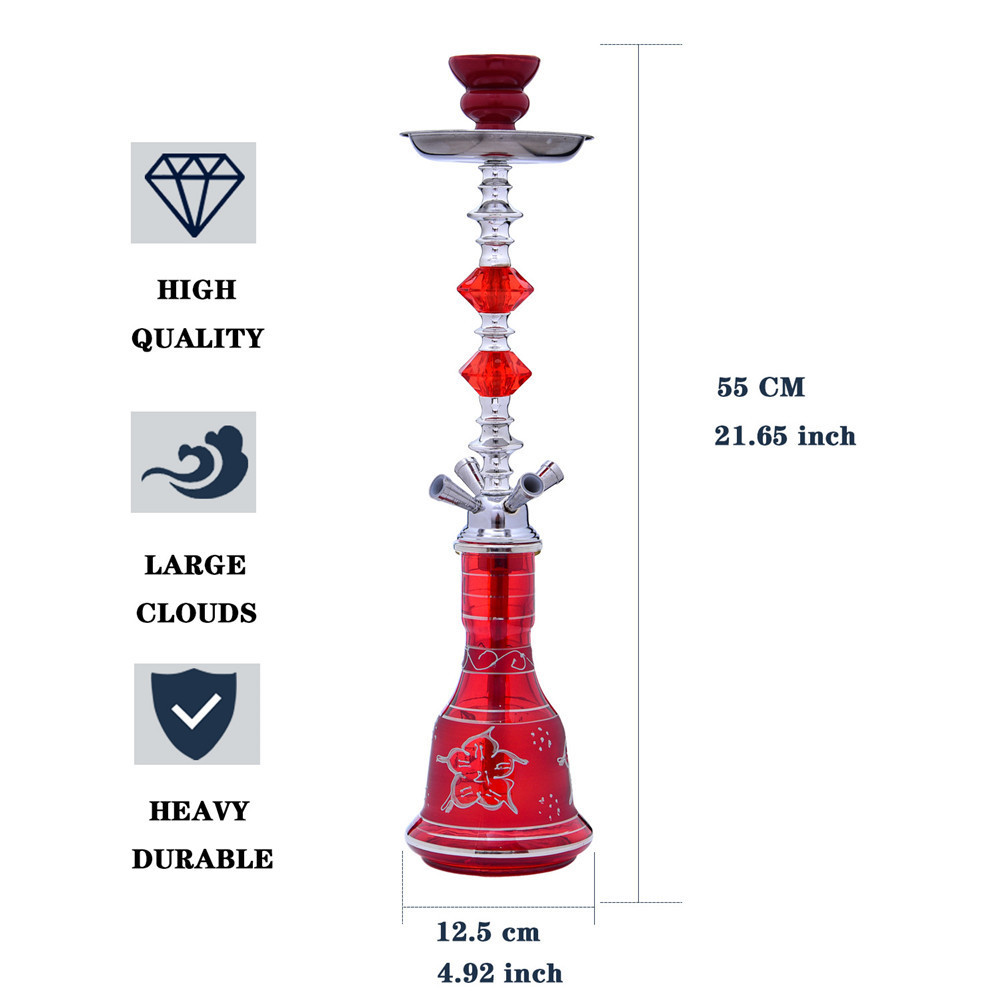 Saudi Arabia Hookah Hubbly Bubbly Hookah 4 Pipe 4 Hose Shisha Hookah Red Blue Black Color Custom Available