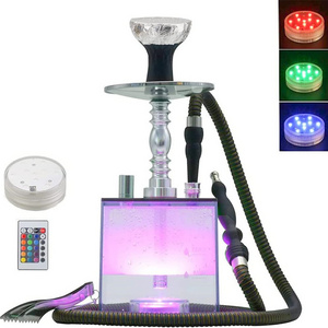 Square Hookah Led Acrylic Base Cachimba De Plastico Acrylic Hookah with Shisha Bowl 100pcs Disposable Hookah Tips