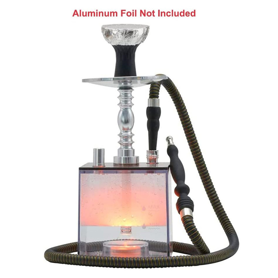 Square Hookah Led Acrylic Base Cachimba De Plastico Acrylic Hookah with Shisha Bowl 100pcs Disposable Hookah Tips