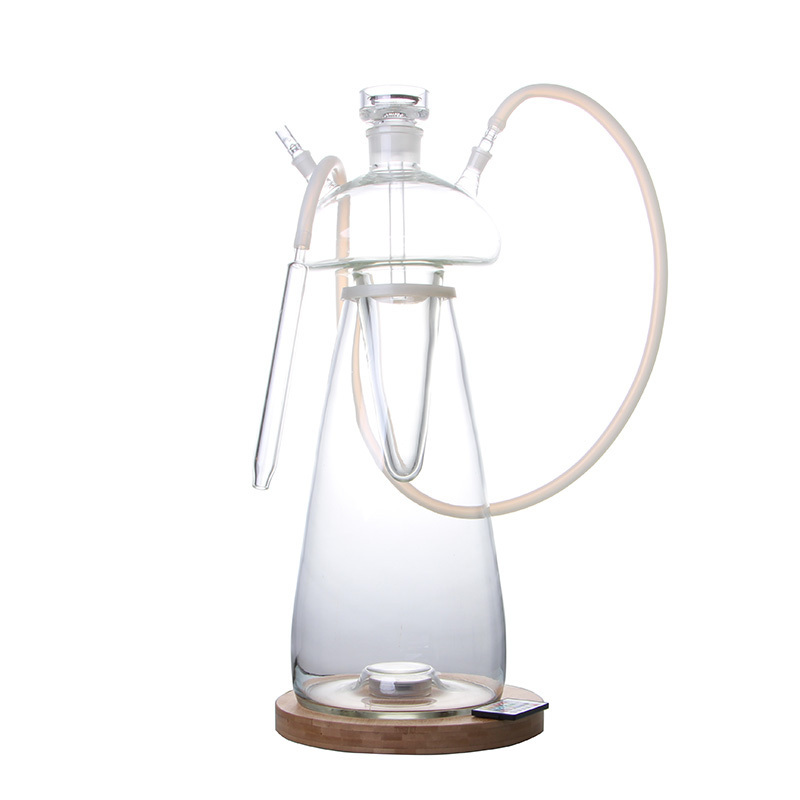 Glass Mushroom Hookah LED Light Large Glass Hookah Clear Glass Hookah Base for Shisha Lounge Bar Shisha