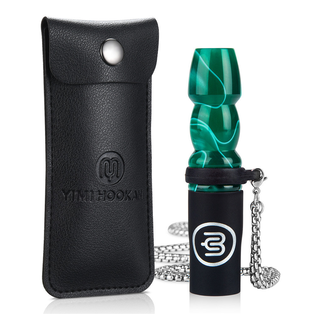 Yimi Hookah Mouth Tips with V2A Stainless Steel Chain and PU Leather Pouch Shisha Accessories Chicha Customized Logo