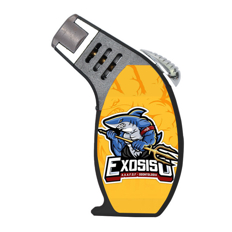 Attractive Design Custom Logos Powerful Blue Flame Windproof Refillable Jet Slant Torch Lighters