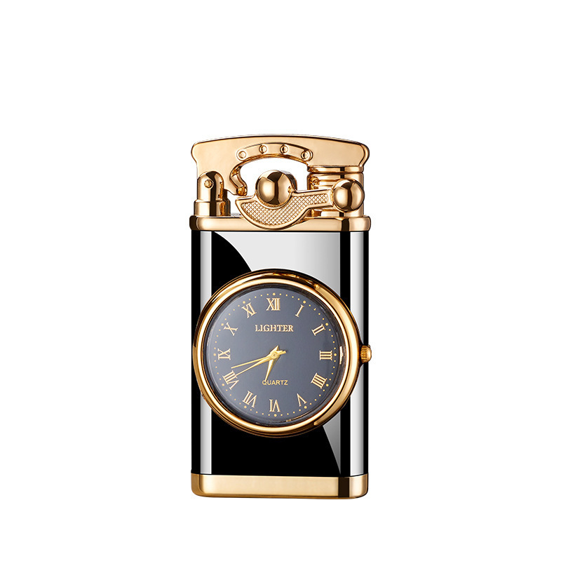 TECHNO Single Flame High Quality Big  Flame Watch Design Shapes  Custom Logo Refillable Gas Luxury Butane Lighter