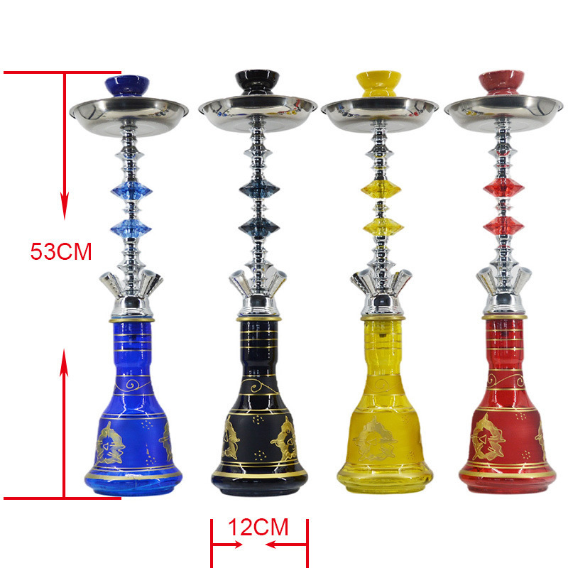 Smoke Shop Hookah High Quality Small Size Four Tube Egypt Classic Chicha Smoke Glass Metal Portable Shisha Hookah For Smoking