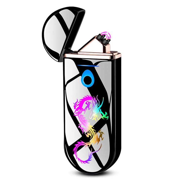 New Design Customized Rechargeable Portable Windproof Powerful Display Touch Electric Arc USB Lighter