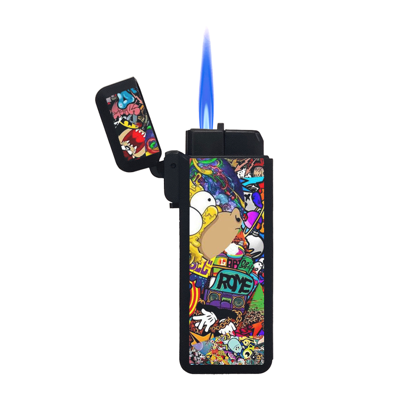 2022 Hot Sale Custom Logo Blue Flame Windproof Cheap Portable Flip Top Torch Lighter For Wholesale