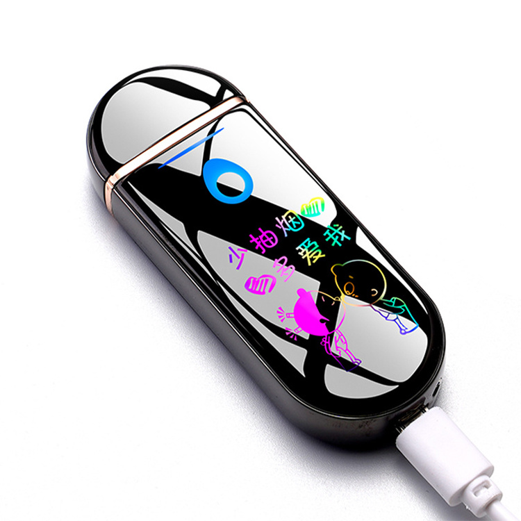 New Design Customized Rechargeable Portable Windproof Powerful Display Touch Electric Arc USB Lighter