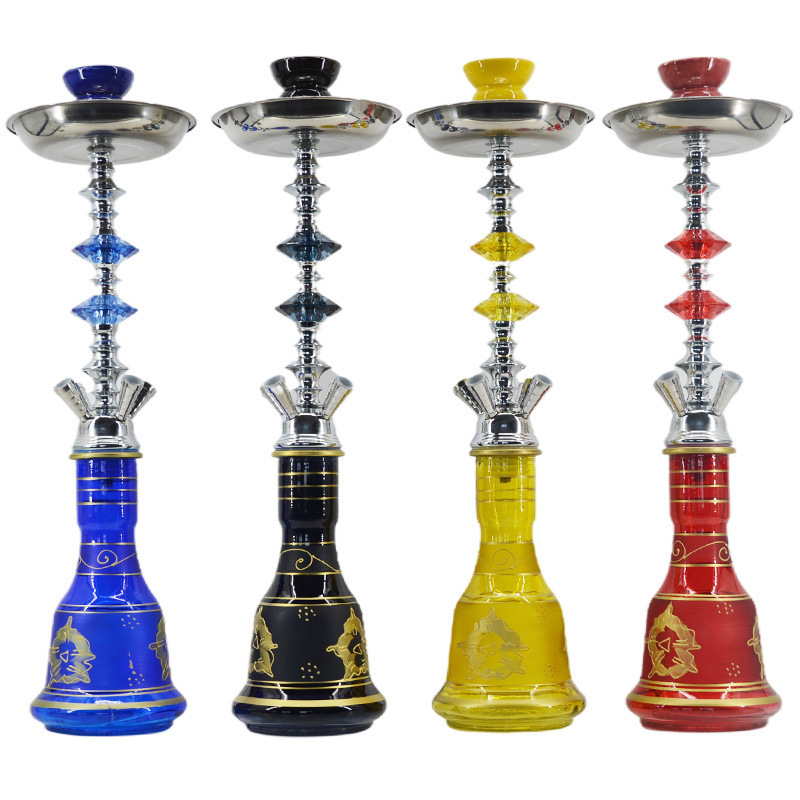 Smoke Shop Hookah High Quality Small Size Four Tube Egypt Classic Chicha Smoke Glass Metal Portable Shisha Hookah For Smoking