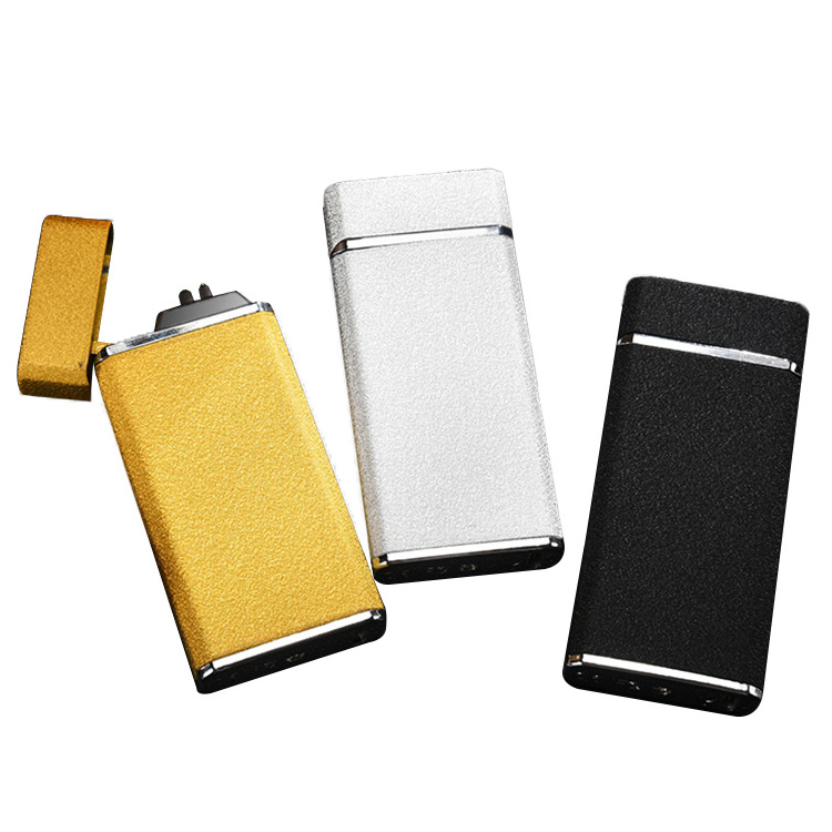 New Item Fashionable Customized Frosted Double Arc Windproof Rechargeable Electronic Cigarette Flip Top Usb Lighters