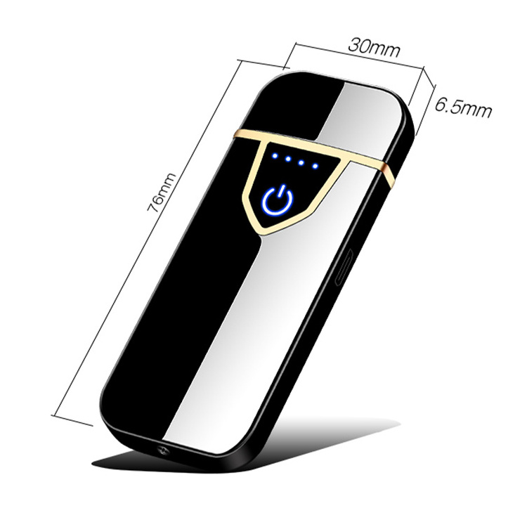 Cheap customized electric windproof rechargeable slim portable fingerprint touch control coil cigarette flip top USB lighter