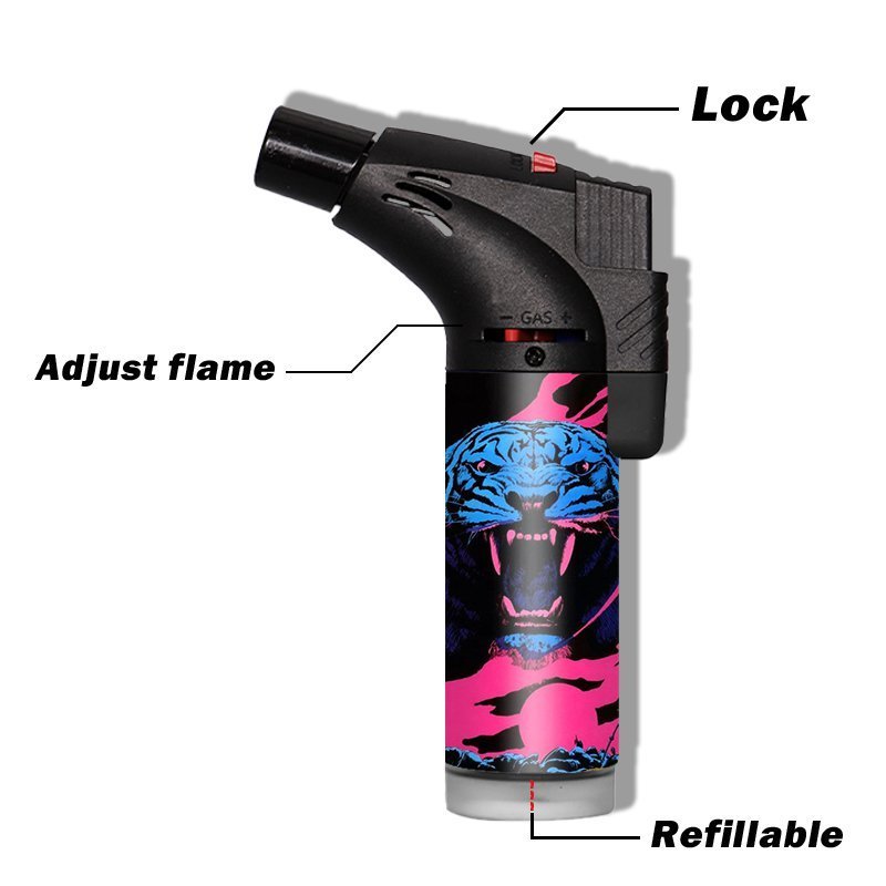 TECHNO custom gas refillable windproof rellenables high-quality Encendedor de antorcha factory jet slant OEM ODM torch lighter