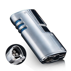 Metal windproof electronic refillable promotional triple  cigar lighter