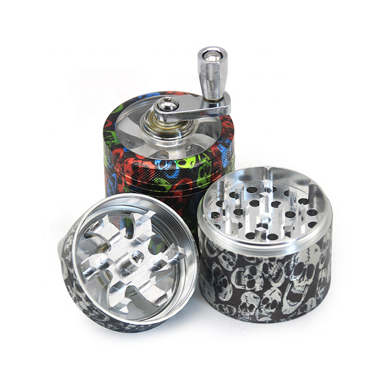 Hot sale custom logo high quality magnetic 63 mm/55 mm 4 layers spice hand crank herb crusher grinder