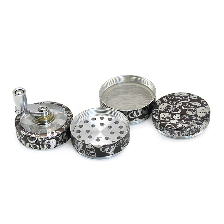 Hot sale custom logo high quality magnetic 63 mm/55 mm 4 layers spice hand crank herb crusher grinder