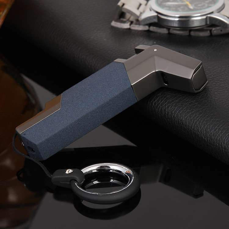 Hot sale small metal butane refillable cigar torch keychain lighter for wholesale