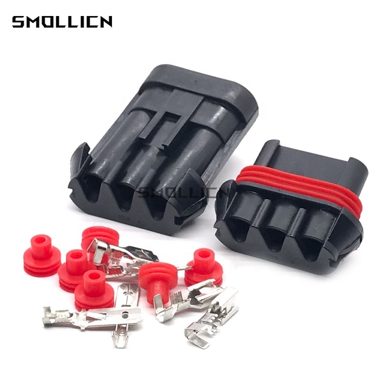 3 Pin Delphi Male Female Waterproof Auto Cooling Radiator Fan Pa66 Connectors For Buick Fords 12124685 12124686 DJ70382A-6.3-21