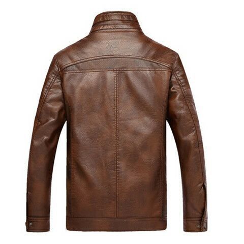 Top Hot Premium Quality  Winter  Casual Windbreaker leather jacket   Zip Up Jackets long Motorcycle Jacket