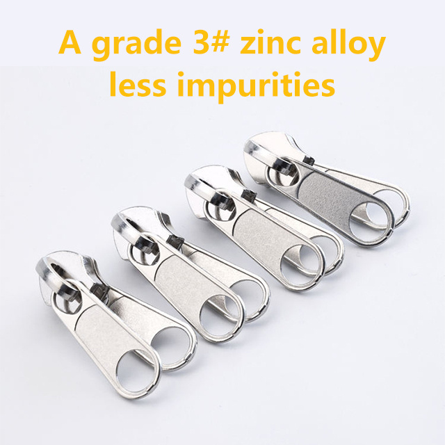 High Quality Nylon Zipper Metal Slider With Double Pullers For Tent Mosquito Net Zinc Alloy Double Zip Slider Manufacturing