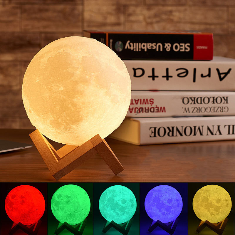 3D Moon Lamp 16 Colors Touch Night Light With Remote Control and USB Rechargeable LED Night Light for Home Decoration