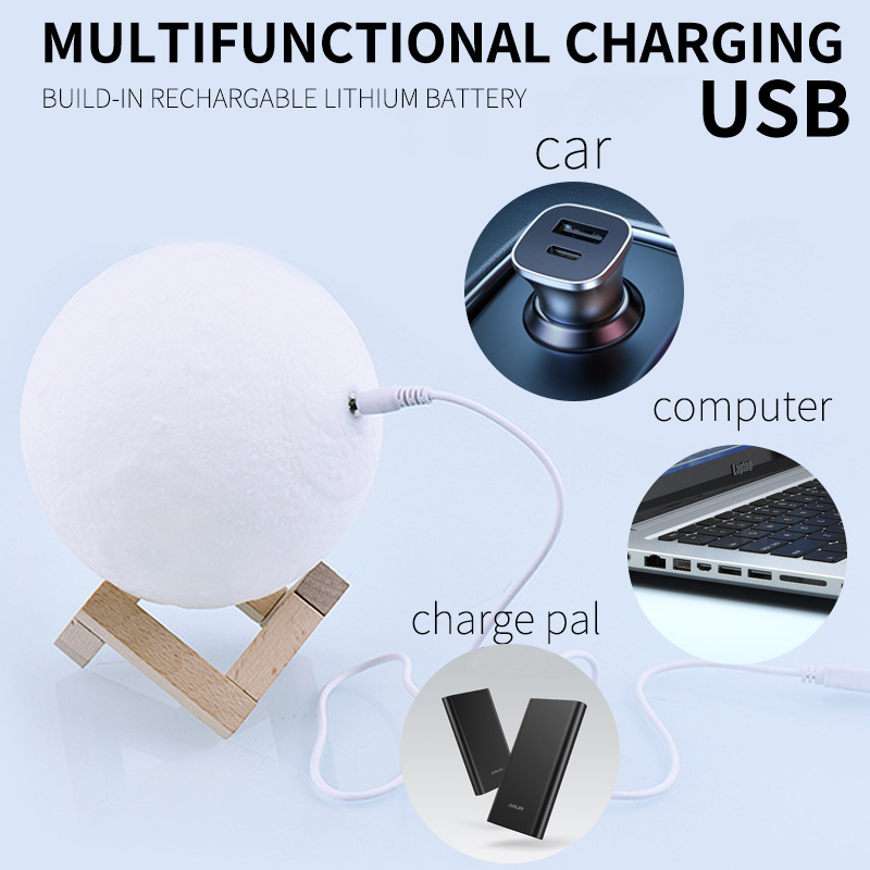 3D Moon Lamp 16 Colors Touch Night Light With Remote Control and USB Rechargeable LED Night Light for Home Decoration