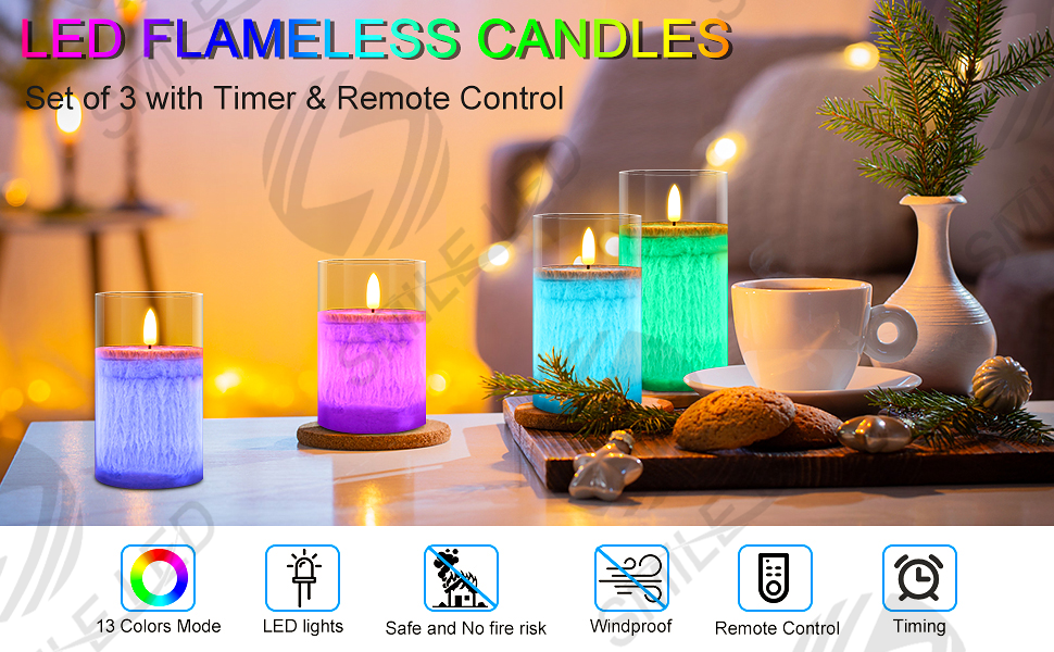 Flameless Votive Candles Flickering RGB LED Candle Battery Operated LED Tea Lights in Colorful for Wedding Festival Decoration