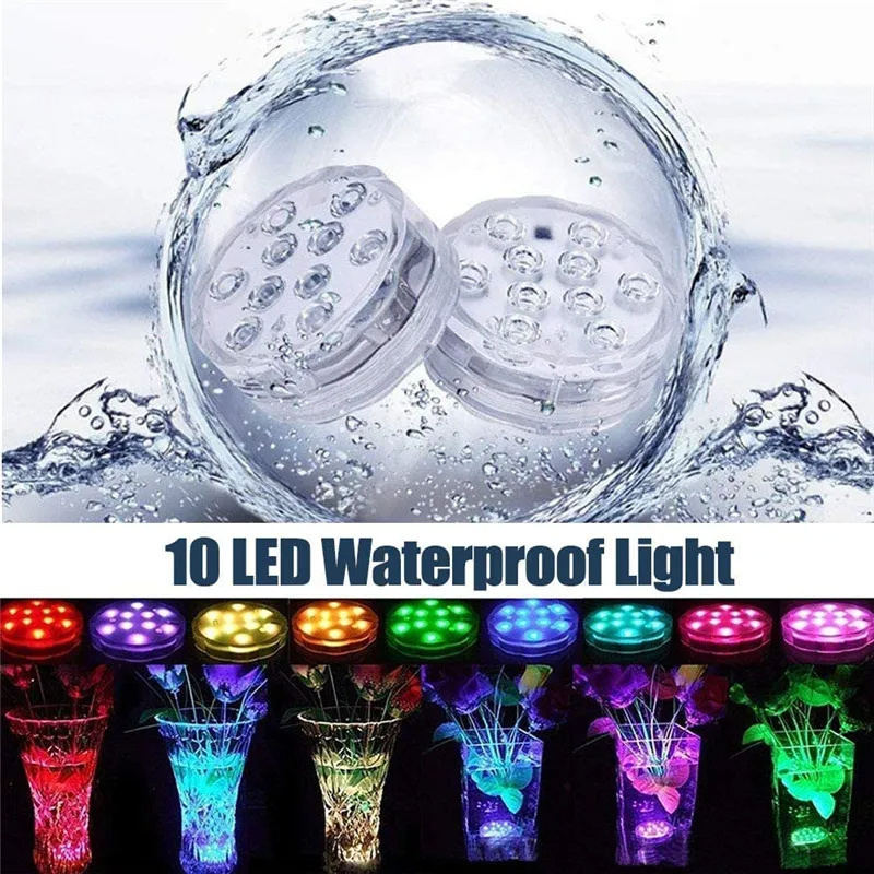 Remote Controlled Submersible LED RGB Lights Battery Waterproof Mini Tea Swimming Pool Light