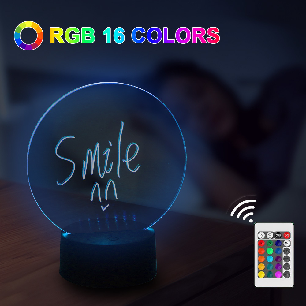 16 colors night light base Erasable Writing Board Creative night light DIY RGB LED Message Acrylic Writing Board Light