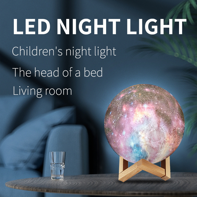 3D Moon Lamp LED Remote Control Night Light Rechargeable 16 Colors Moon Touch Light  for Bedroom Decoration