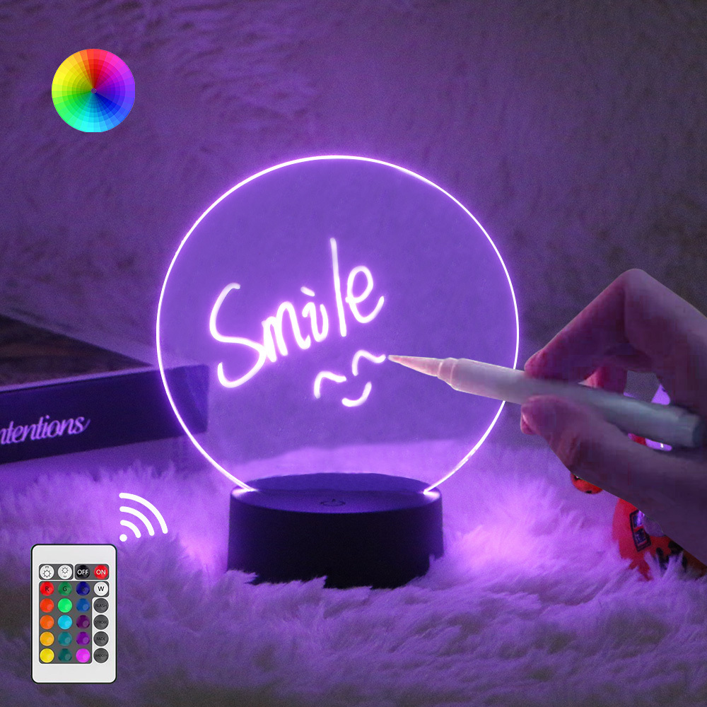 16 colors night light base Erasable Writing Board Creative night light DIY RGB LED Message Acrylic Writing Board Light