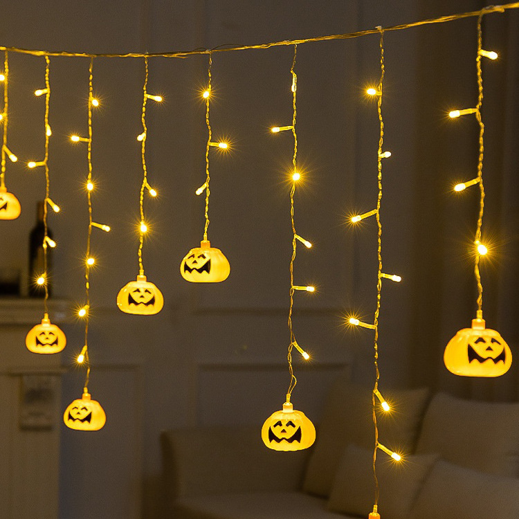 LED String Light Battery Operated Fall Autumn Home Indoor Outdoor Decoration Pumpkin Ghost Skull Halloween Lights