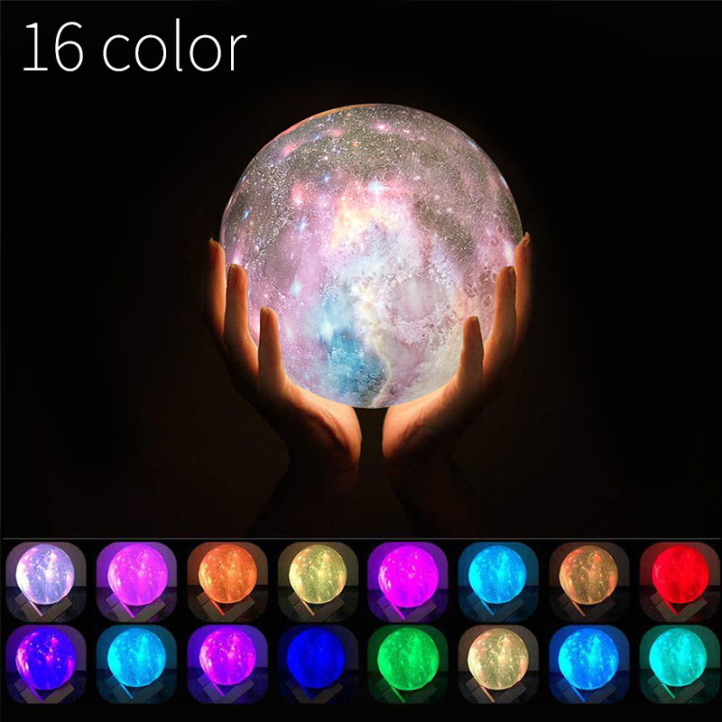 3D Moon Lamp LED Remote Control Night Light Rechargeable 16 Colors Moon Touch Light  for Bedroom Decoration